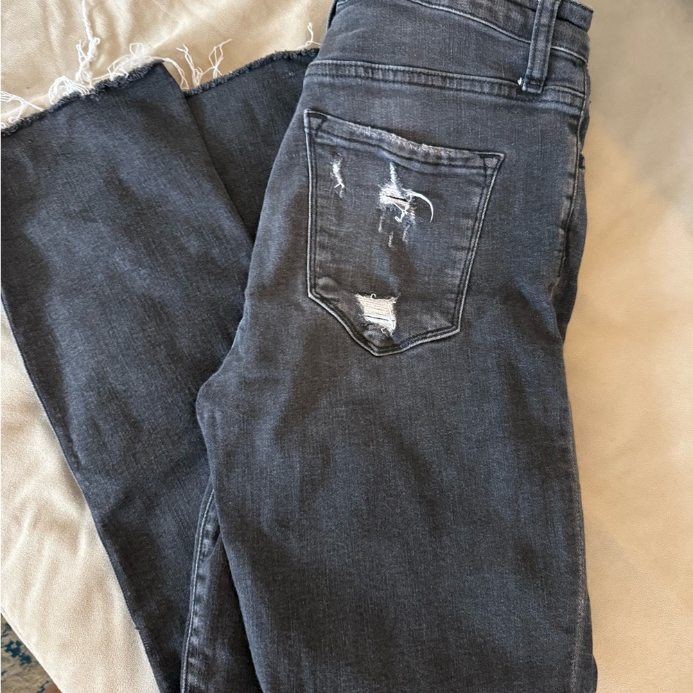 Flying Monkey Charcoal Distressed Flare Jeans